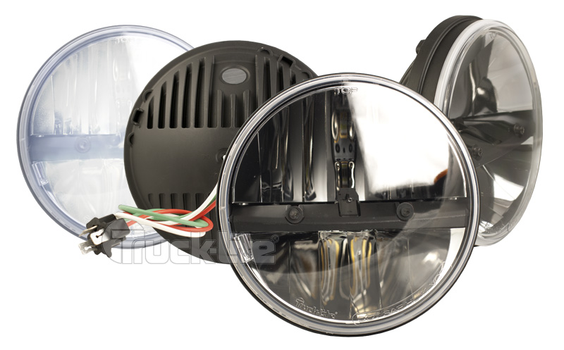 7" Round LED Headlamp, Complex Reflector Optics Design
