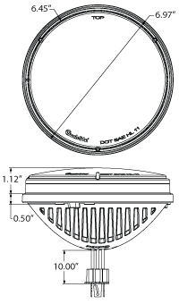 7" Round LED Headlamp, Complex Reflector Optics Design